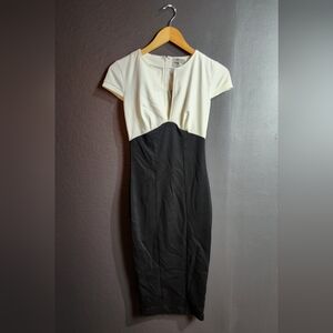 ASOS Sexy Pencil Dress In Color Block - Black/cream